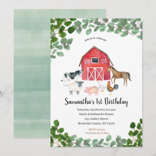 Farm Boy Birthday Invitation Greenery