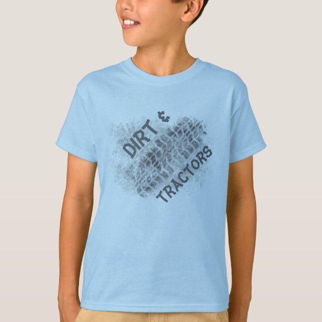 Farm boy, dirt & tractors, tire track t-shirt (Front)