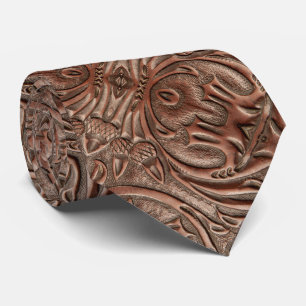 Farm Brown Cowboy Rustic Western Country Pattern Neck Tie
