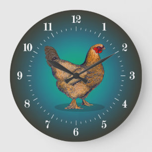 Farm Brown Hen Chicken Large Clock