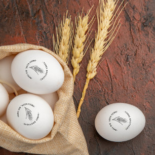 Farm Business Name Product Information Round Egg  Rubber Stamp