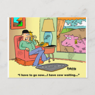 Farm Cartoon Cow Humor Postcard