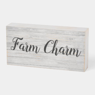 Farm Charm Quote Rustic Wooden Box Sign