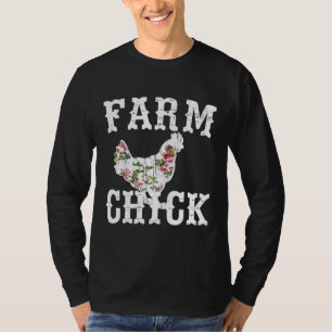 Farm Chick Cute Farm Girl Chicken Farmer Country L T-Shirt