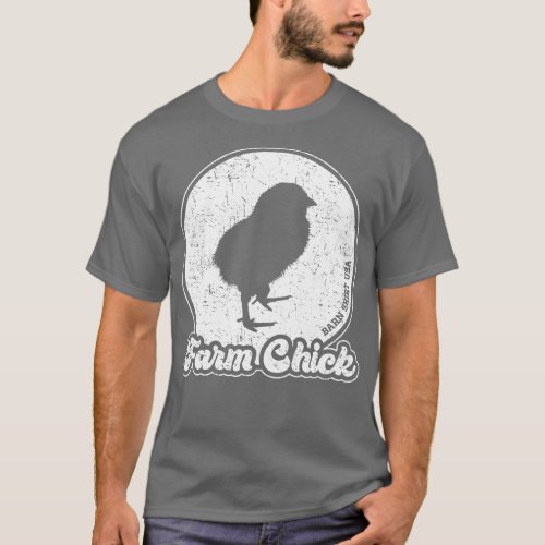 Farm Chick Retro White T_Shirt