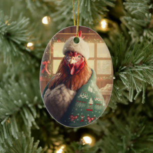 Farm Chicken Animal, Kawaii Cute Pet Lover Gift Ceramic Ornament