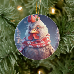 Farm Chicken Animal, Kawaii Cute Pet Lover Gift Ceramic Ornament