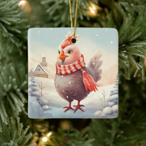 Farm Chicken Animal Kawaii Cute Pet Lover Gift Ceramic Ornament