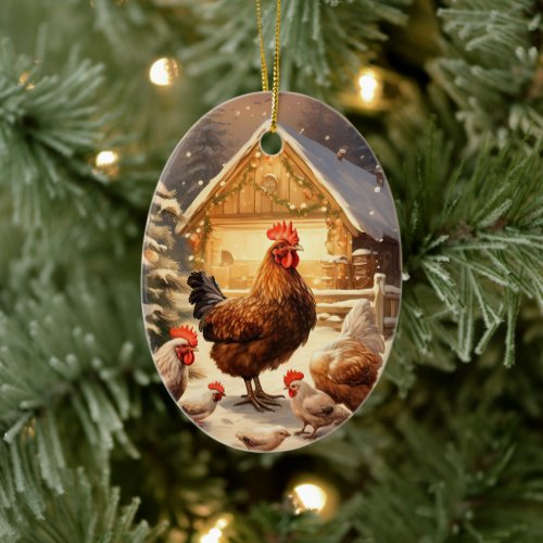 Farm Chicken Animal Kawaii Cute Pet Lover Gift Ceramic Ornament