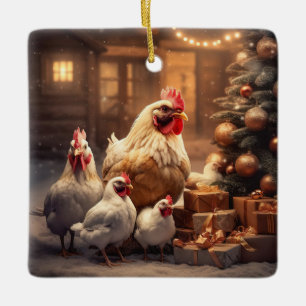 Farm Chicken Animal, Kawaii Cute Pet Lover Gift Ceramic Ornament