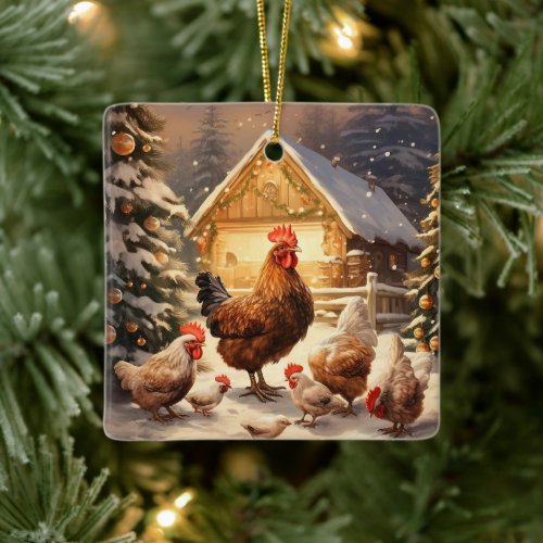 Farm Chicken Animal Kawaii Cute Pet Lover Gift Ceramic Ornament