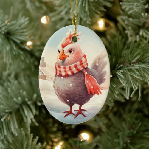 Farm Chicken Animal Kawaii Cute Pet Lover Gift Ceramic Ornament