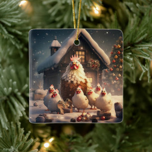 Farm Chicken Animal, Kawaii Cute Pet Lover Gift Ceramic Ornament