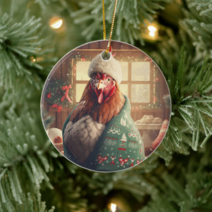 Farm Chicken Animal, Kawaii Cute Pet Lover Gift Ceramic Ornament