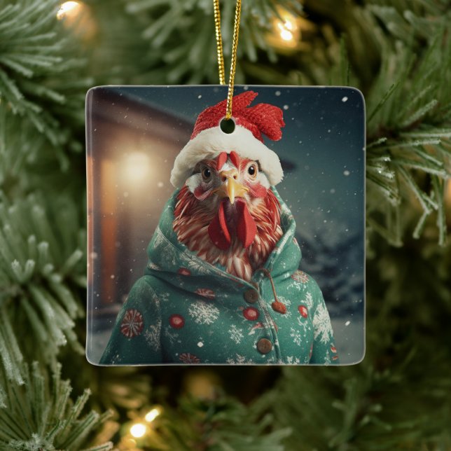 Farm Chicken Animal, Kawaii Cute Pet Lover Gift Ceramic Ornament (Tree)
