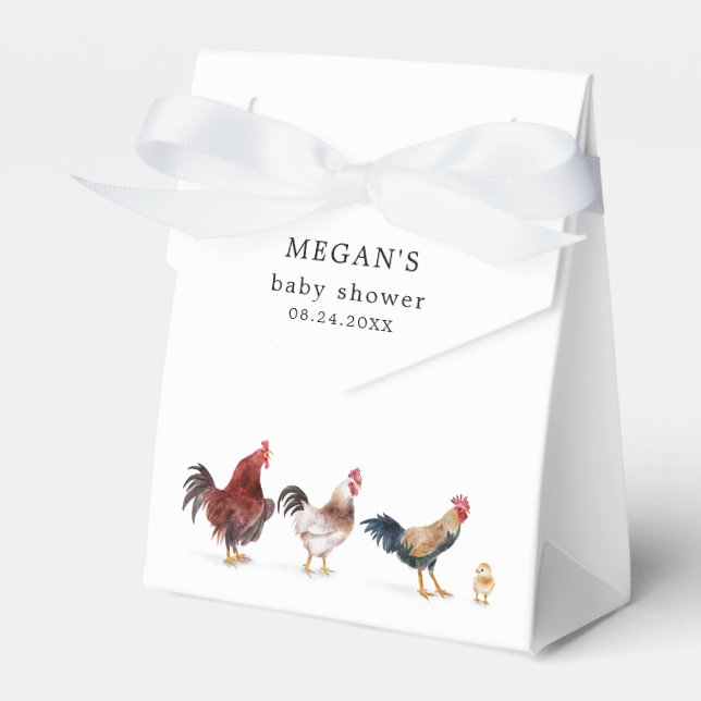 Farm Chicken Baby Shower Favor Boxes (Front Side)