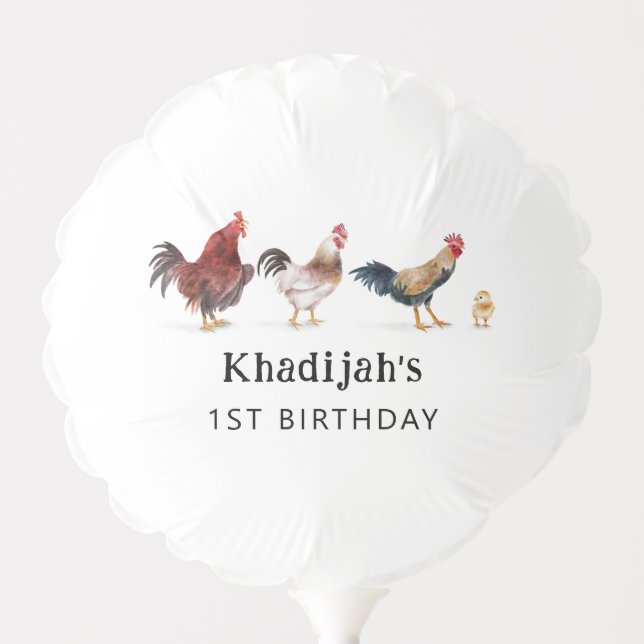 Farm Chicken Birthday Party Balloon (Front)