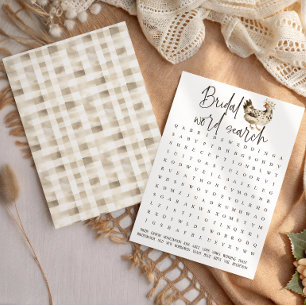 Farm Chicken Bridal Word Search Bridal Shower Game