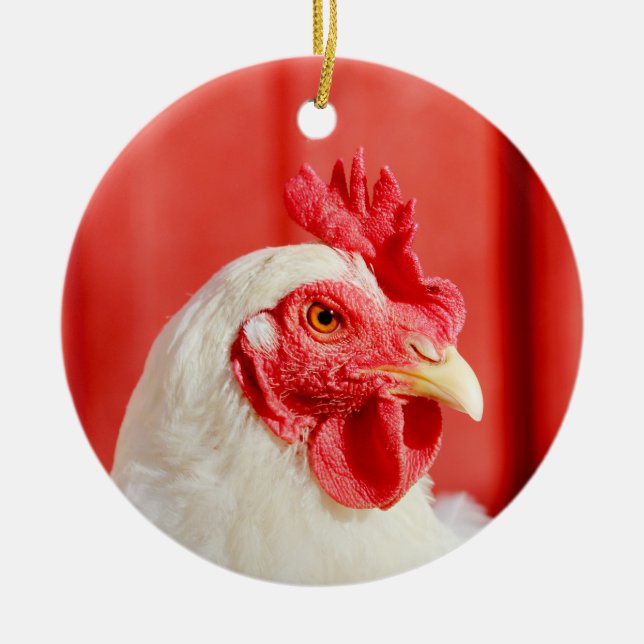 Farm Chicken  Ceramic Ornament (Front)