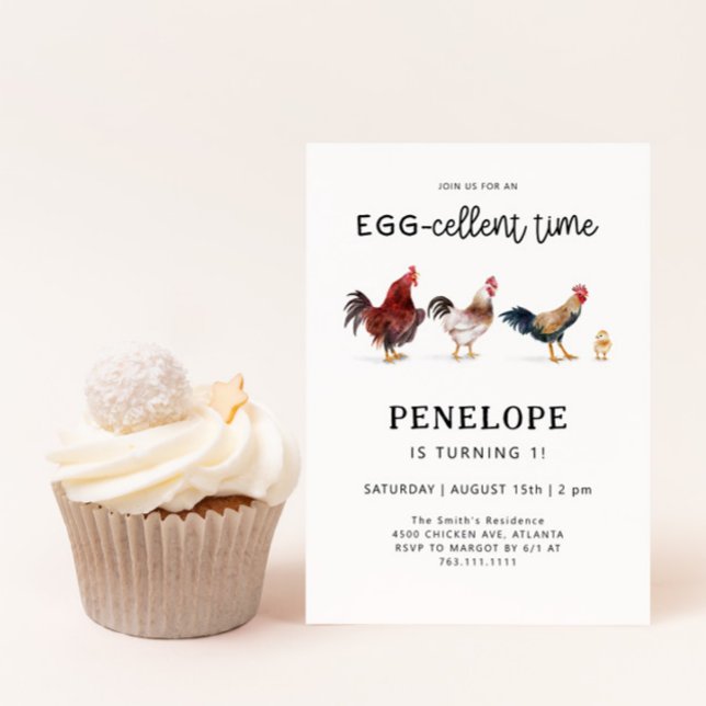 Farm Chicken EGG-cellent Birthday Invitation (Creator Uploaded)