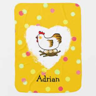 farm chicken hen and eggs receiving blanket