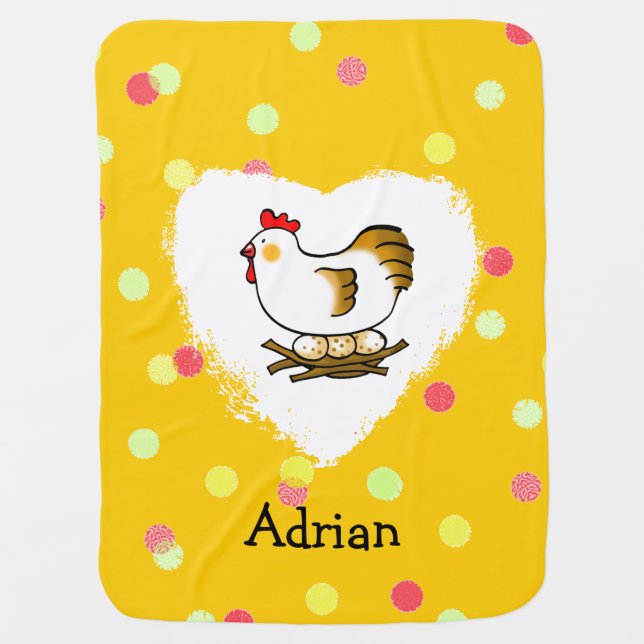 farm chicken hen and eggs receiving blanket (Front)