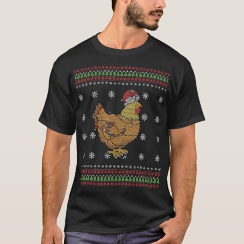 Farm Chicken Poultry Christmas Santa Ugly Christma T_Shirt