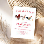 Farm Chicken This Chick Birthday Party Invitation<br><div class="desc">Cute farm theme kid's birthday party invitation card featuring watercolor illustration of chickens and a chick. The text says "This chick is XX (age)"</div>