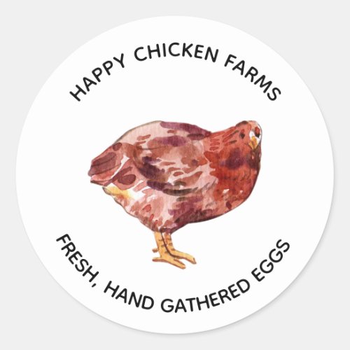 Farm Chicken Watercolor Eggs Egg Classic Round Sticker