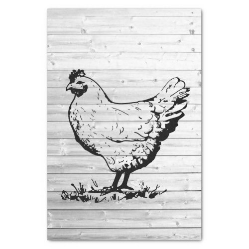 Farm Chicken Weathered Barn Wood Decoupage Tissue Paper