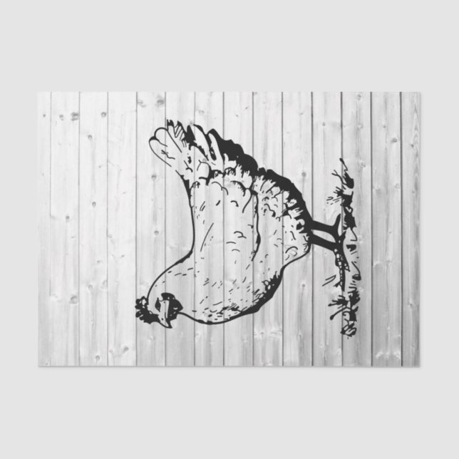 Farm Chicken Weathered Barn Wood Decoupage Tissue Paper (Front)