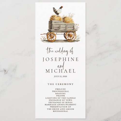 Farm Chicken Wedding Ceremony & Reception Program