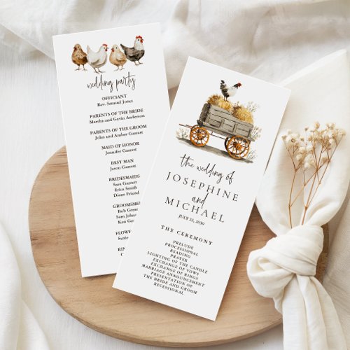 Farm Chicken Wedding Ceremony &amp; Reception Program