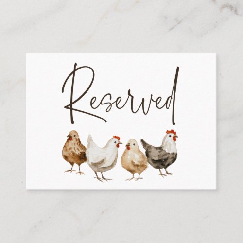 Farm Chicken Wedding Guest Reserved Seating Card