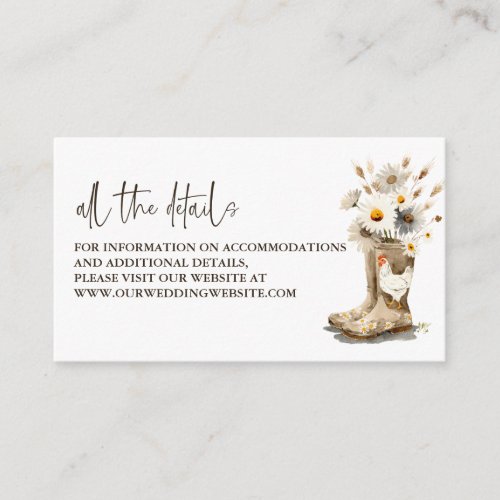 Farm Chicken Wedding Website Enclosure Card