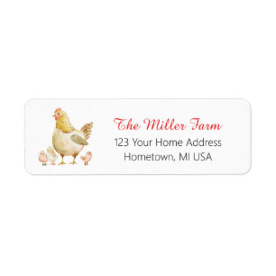 Farm Chickens Bird Return Address Label
