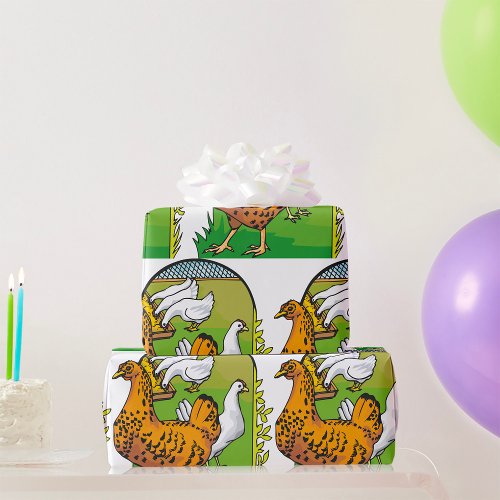 Farm Chickens Wrapping Paper