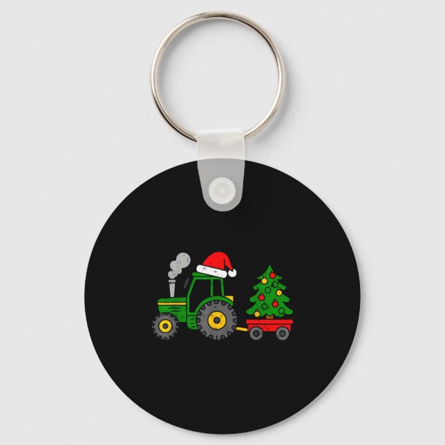 Farm Christmas Tractor Tree Xmas Truck Boys Kids T Keychain (Front)