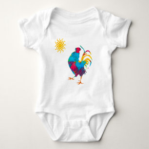 Farm Colorful Pet Rooster Watercolor Baby Bodysuit