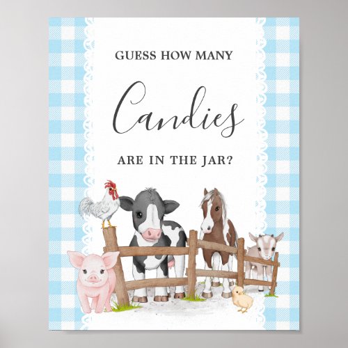 Farm Country Baby Shower Guess How Many Candies Poster