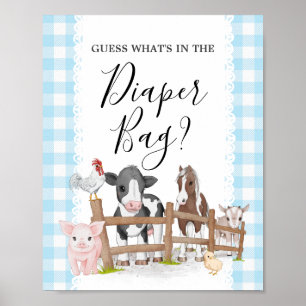 Farm Country Baby Shower Guess What's in the Bag Poster