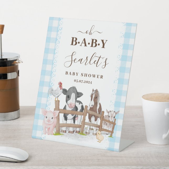 Farm Country Baby Shower Welcome Pedestal Sign (In SItu)
