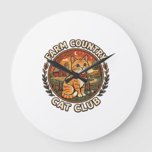 Farm Country Cat Cat Lover Gift - Farm Country Cat Large Clock
