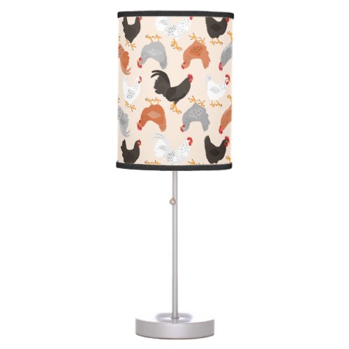 Farm Country Chickens Table Lamp