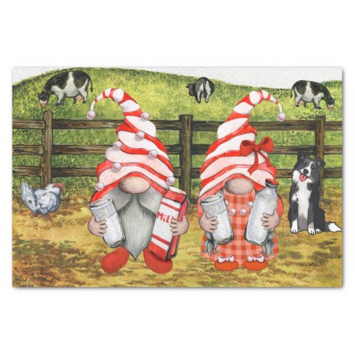 Farm Country Cow Milking Gnomes Landscape Tissue Paper