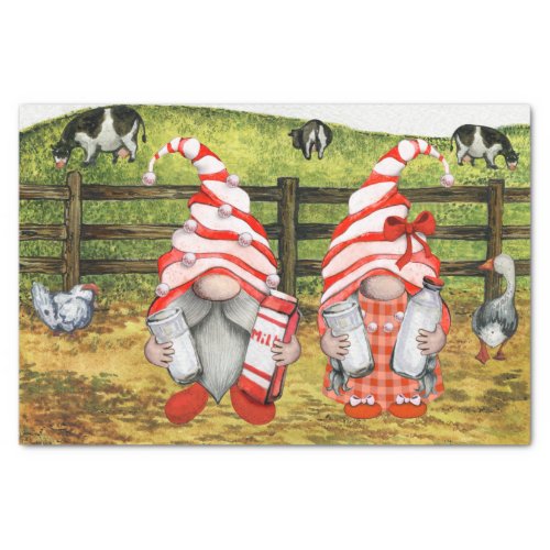 Farm Country Cow Milking Gnomes Landscape Tissue Paper