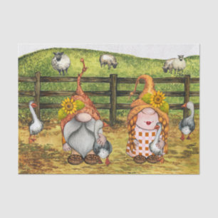 Farm Country Gnome Goose Sheep Landscape Tissue Paper
