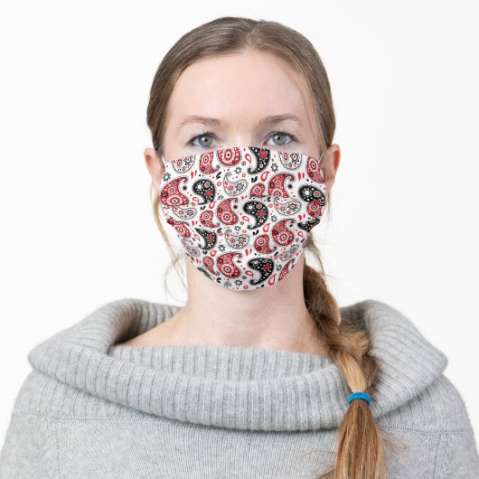 Farm Country Red and Black Paisley Face Mask (Worn)
