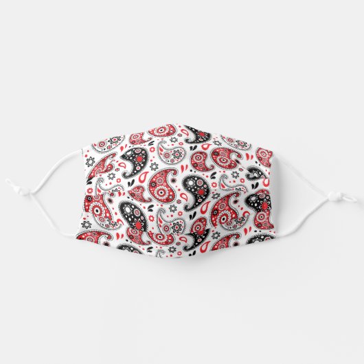 Farm Country Red and Black Paisley Face Mask (Front, Unfolded)