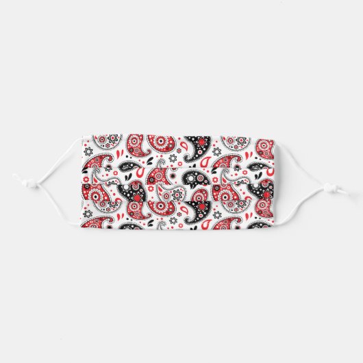 Farm Country Red and Black Paisley Face Mask (Front, Folded)